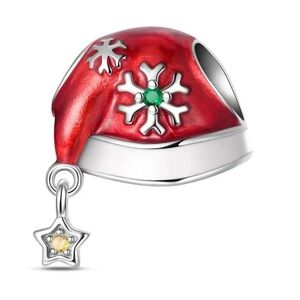 Festive Red Santa Hat Charm with a Dangling Star Accent